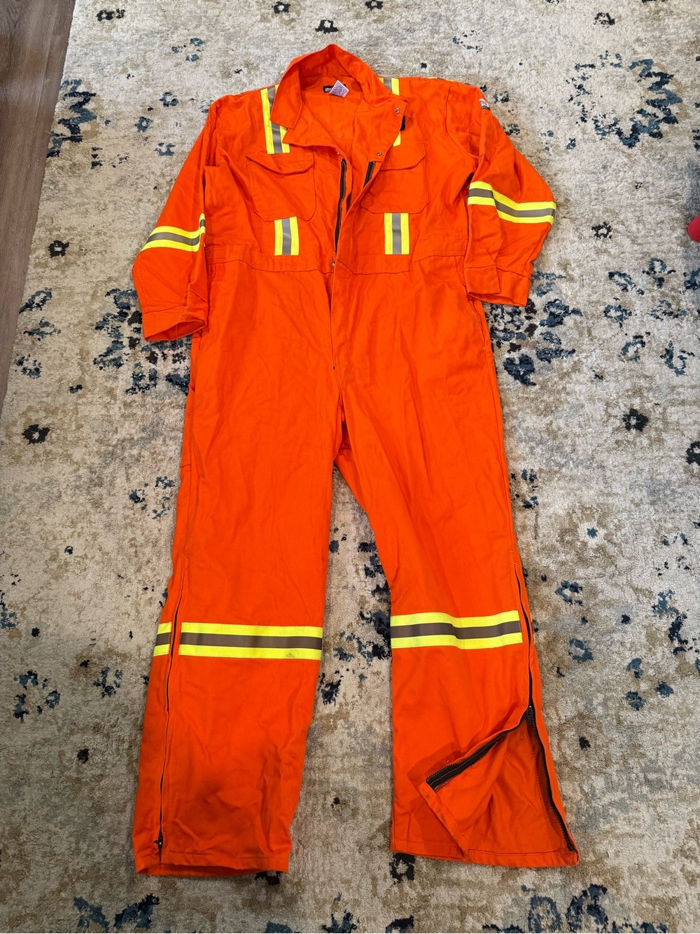High-Visibility Orange Work Coverall with Reflective Trim Fire Resistant